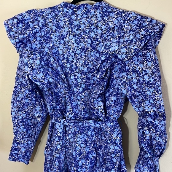 Eloquii 14 Ruffle Detail Printed Jumpsuit blue - Picture 9 of 9